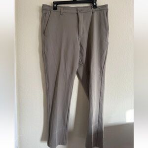 INTO THE AM Pants Mens 38x30 Tan Khaki Performance Tapered All Day Stretch